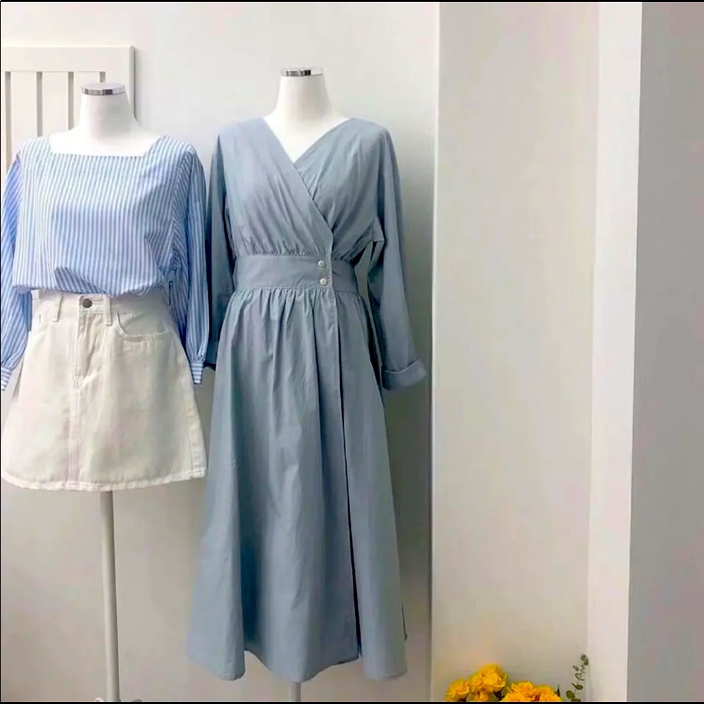 light blue korean dress very cute